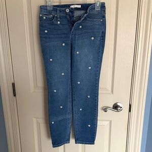 LC Lauren Conrad Floral Embellished Blue Jeans